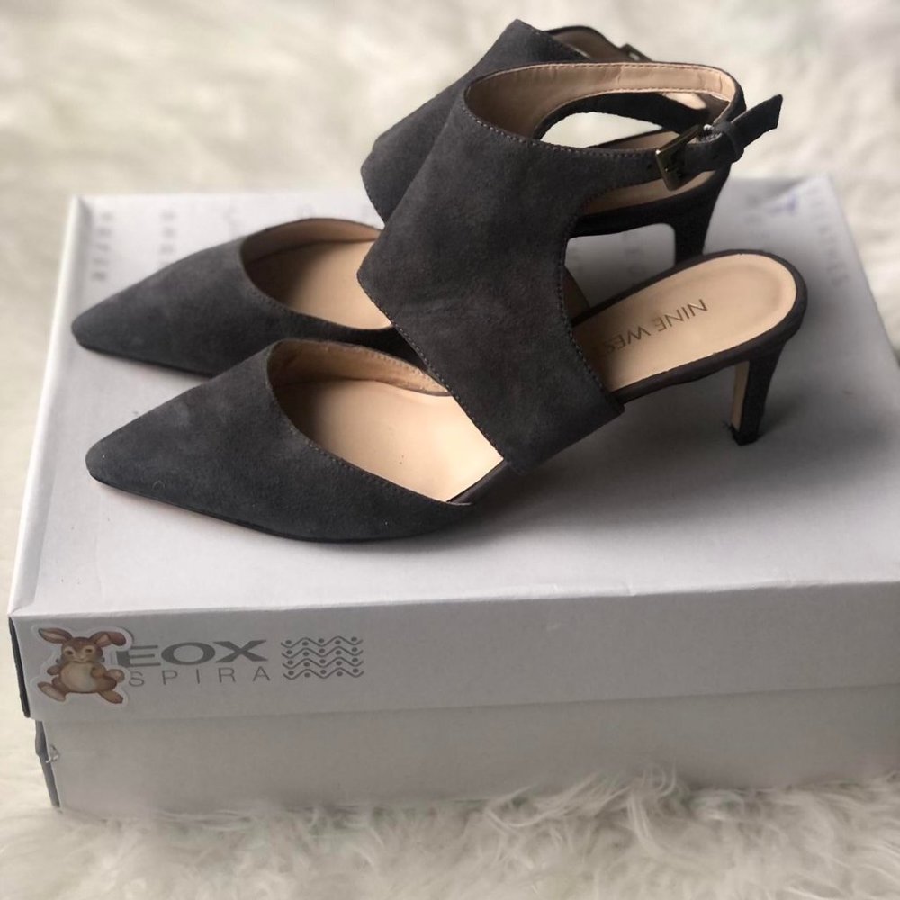 Nine West Grey Suede Kitten Heels
